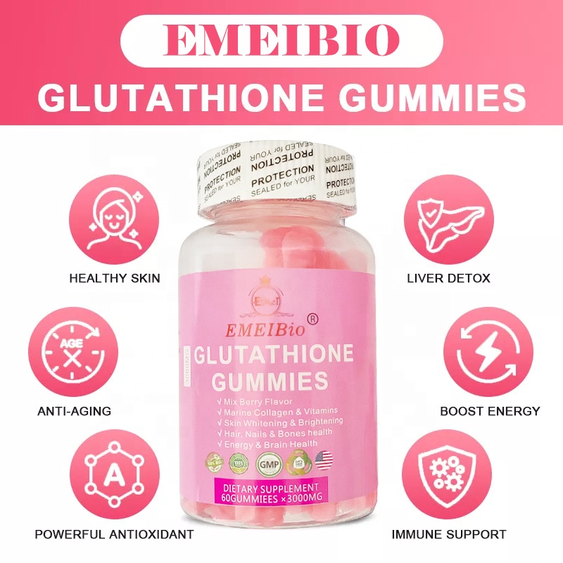 Private Label Natural L-Glutathione Skin Lightening Glutathione Reduced Whitening Skin Collagen Gummies