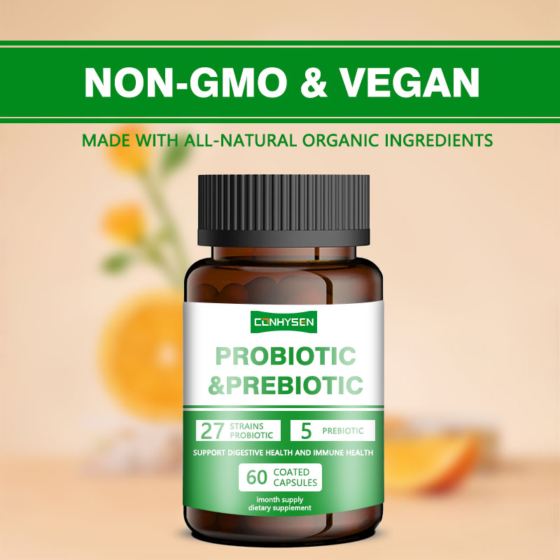 Custom Branded Probiotic Prebiotic Capsules Natural Ingredients Improve Digestive and Immune System Vitamin Supplement