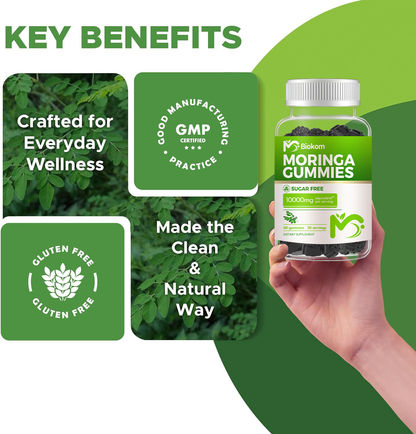 China Manufacturer Wholesale OEM Private Label Vegan 200mg Moringa Leaf Extract Gummy Supplement For Antioxidant