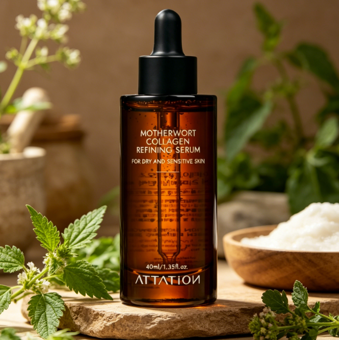 ATTATION Motherwort Collagen Refining Serum Herbal Extract Facial Anti Aging Moisturizing Firming Korean Daily Care