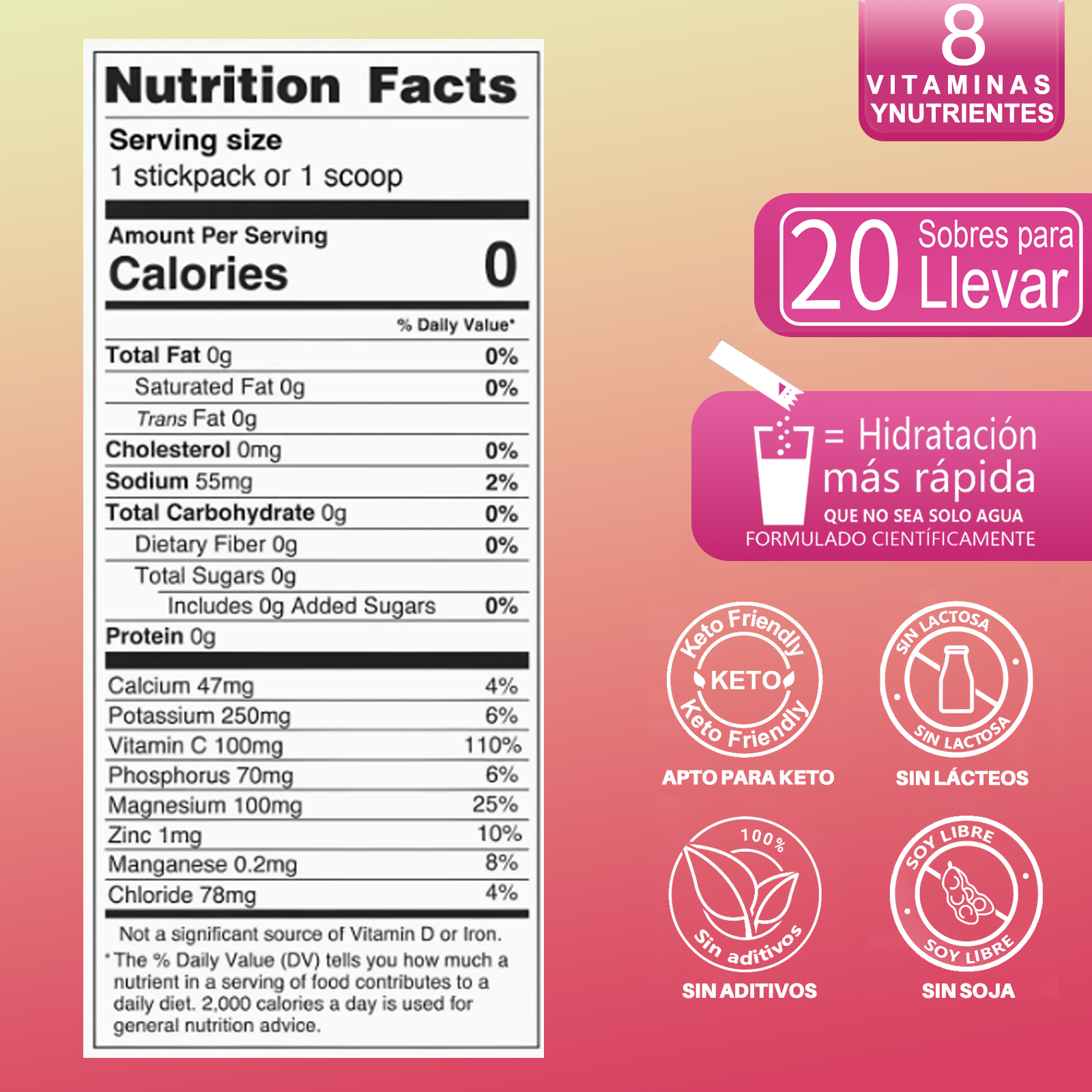 OEM ODM Private Label Adult Hydration Electrolyte Drink Powder 20 Packs Custom Logo Mix 6 Essential Electrolytes Sugar Free Food