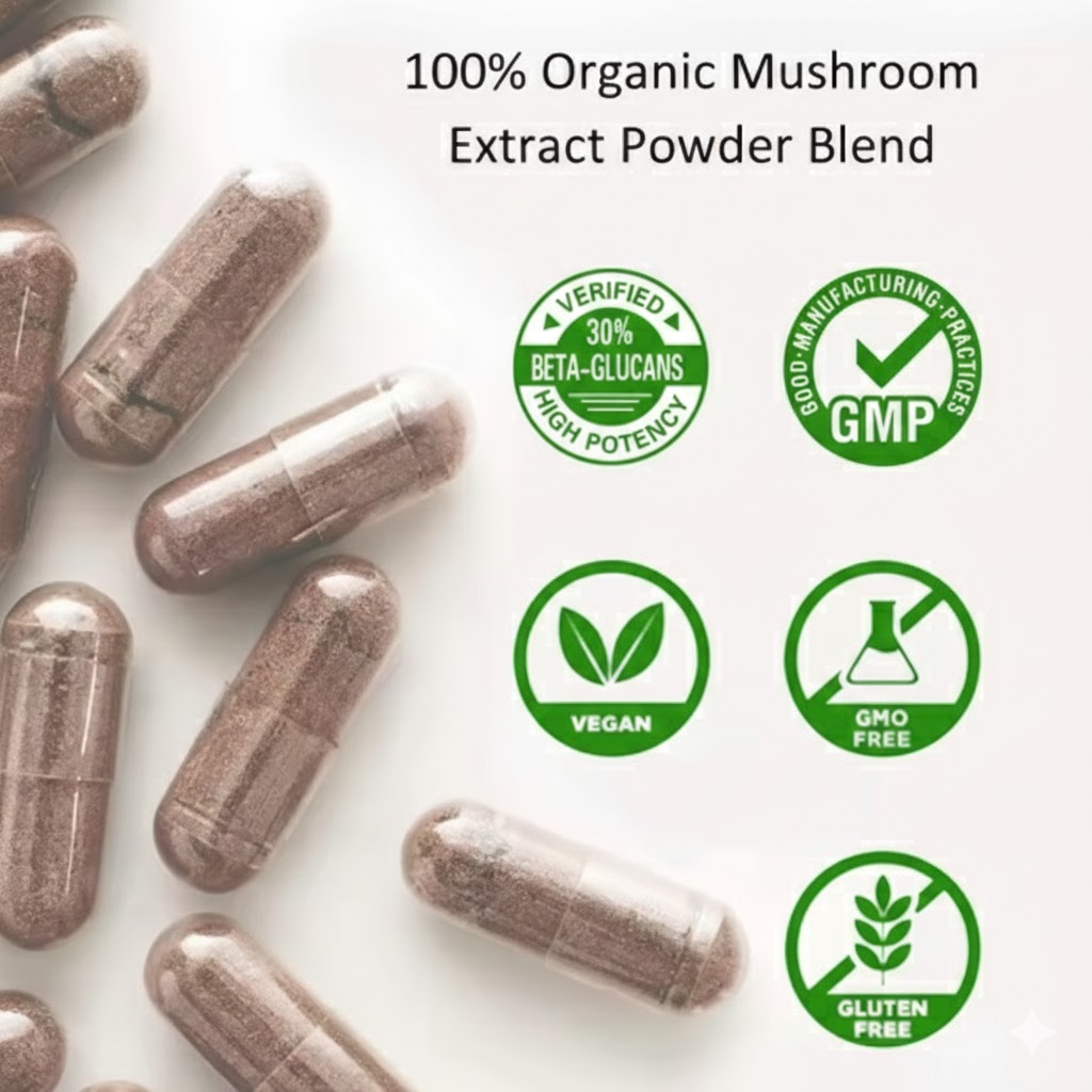 Organic 10 Mushroom Complex Powder 1kg Bulk for Immunity &amp; Brain Health, High Potency Private Label Supplement