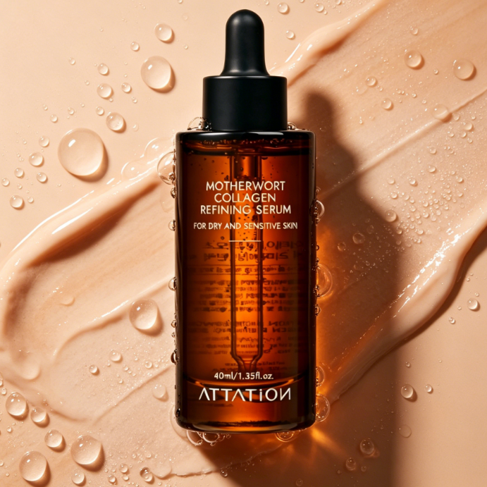 ATTATION Motherwort Collagen Refining Firming Facial Serum Korean Botanical Ingredients For Sensitive Skin Daily Use For Women