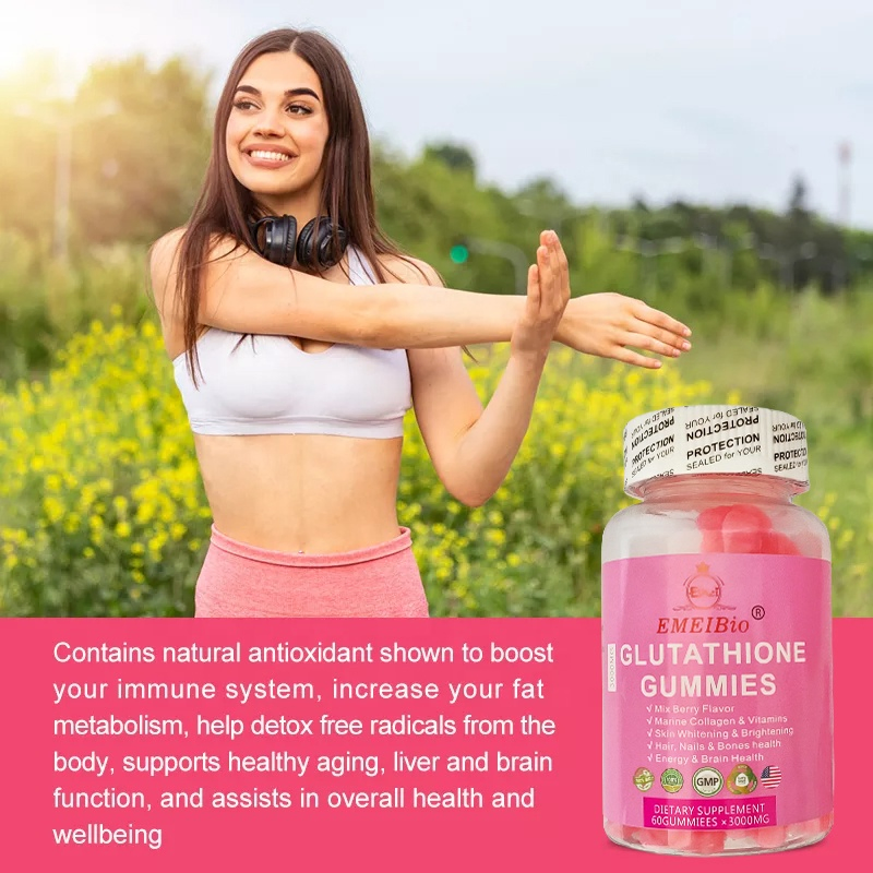 Private Label Natural L-Glutathione Skin Lightening Glutathione Reduced Whitening Skin Collagen Gummies