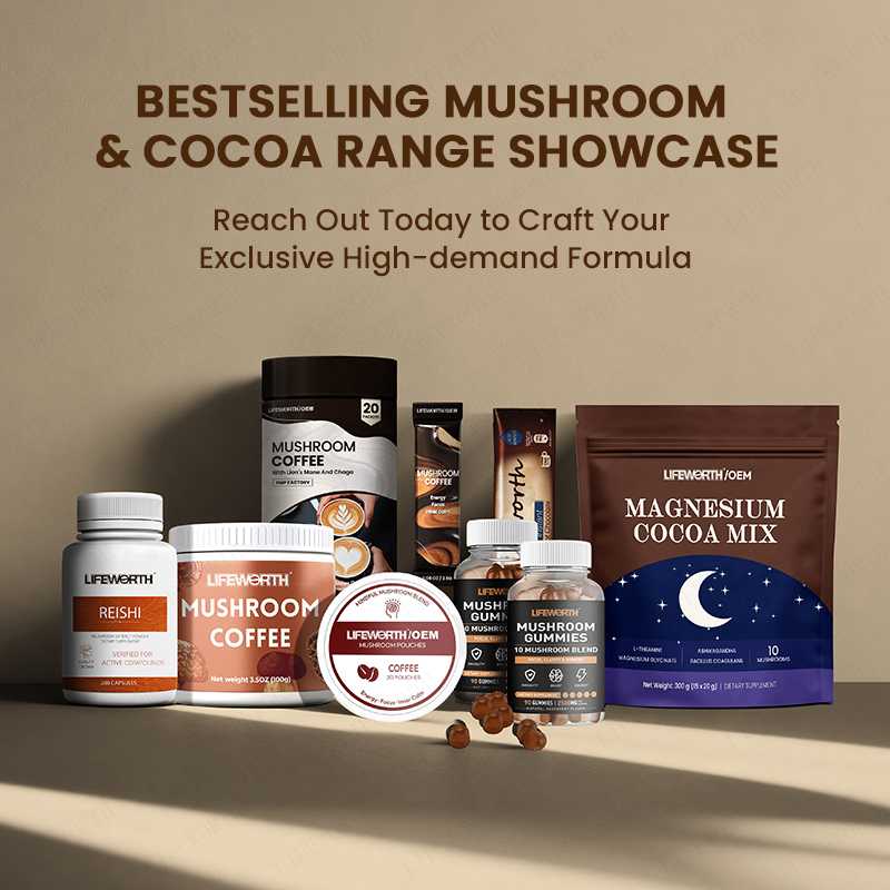 For Functional Mushroom Cocoa Powder 6-Ingredient Sleep Blend Melatonin L-Theanine Immune Support for Adults-Private Label