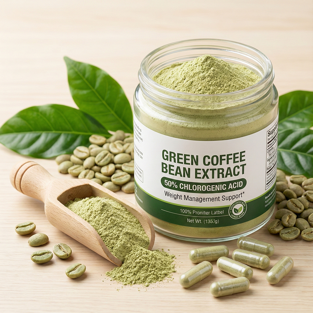 High Quality Green Coffee Bean Extract Powder 50 Percent Chlorogenic Acid Premium Bulk Natural Herbal Ingredient OEM Supply