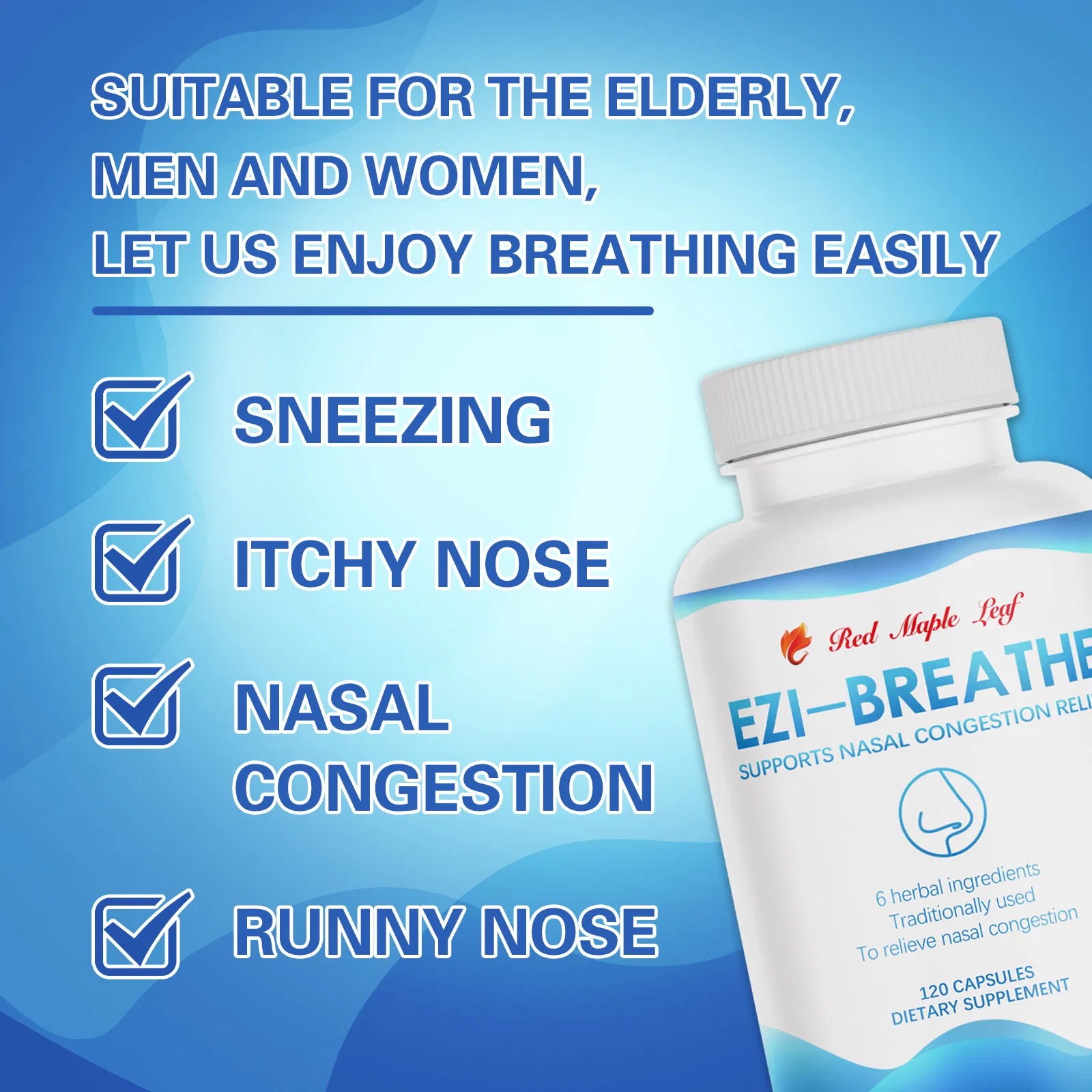 Ezi-Breathe Capsules, Supports Nasal Congestion Relief 6 Herbal Ingredients