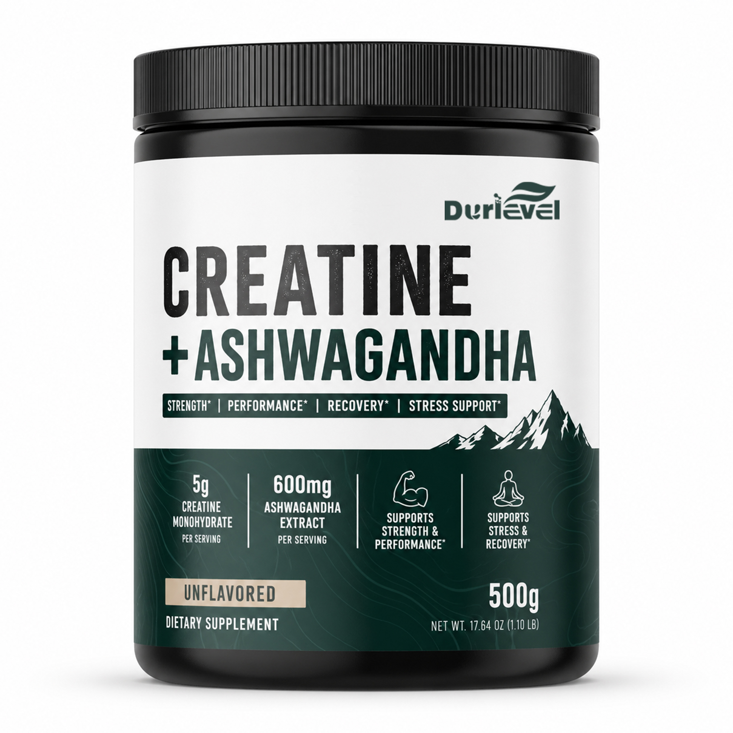 USDA Organic Creatine Ashwagandha Powder Adaptogen Support Non GMO Vegan GMP Kosher Stick Pack Fast Sampling