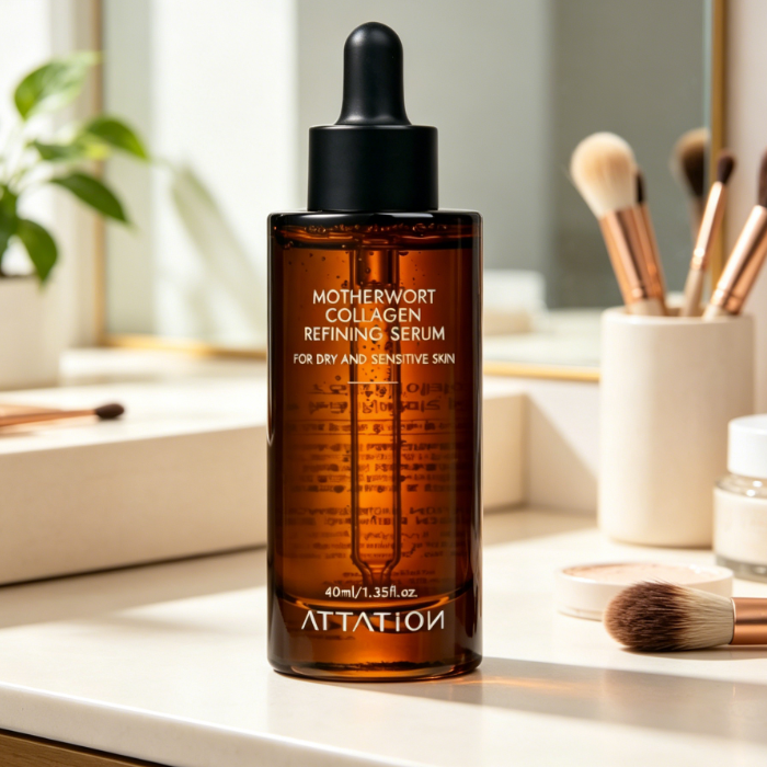 Korea-made ATTATION Motherwort Collagen Refining Lightweight Facial Serum Skin Firming Anti-Aging Botanical Care For Women
