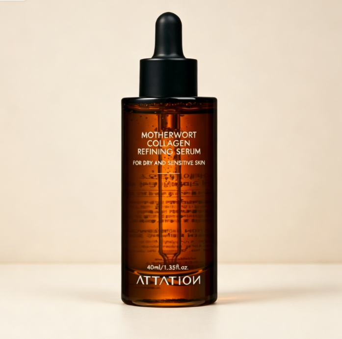 Korea-made ATTATION Motherwort Collagen Refining Lightweight Facial Serum Skin Firming Anti-Aging Botanical Care For Women