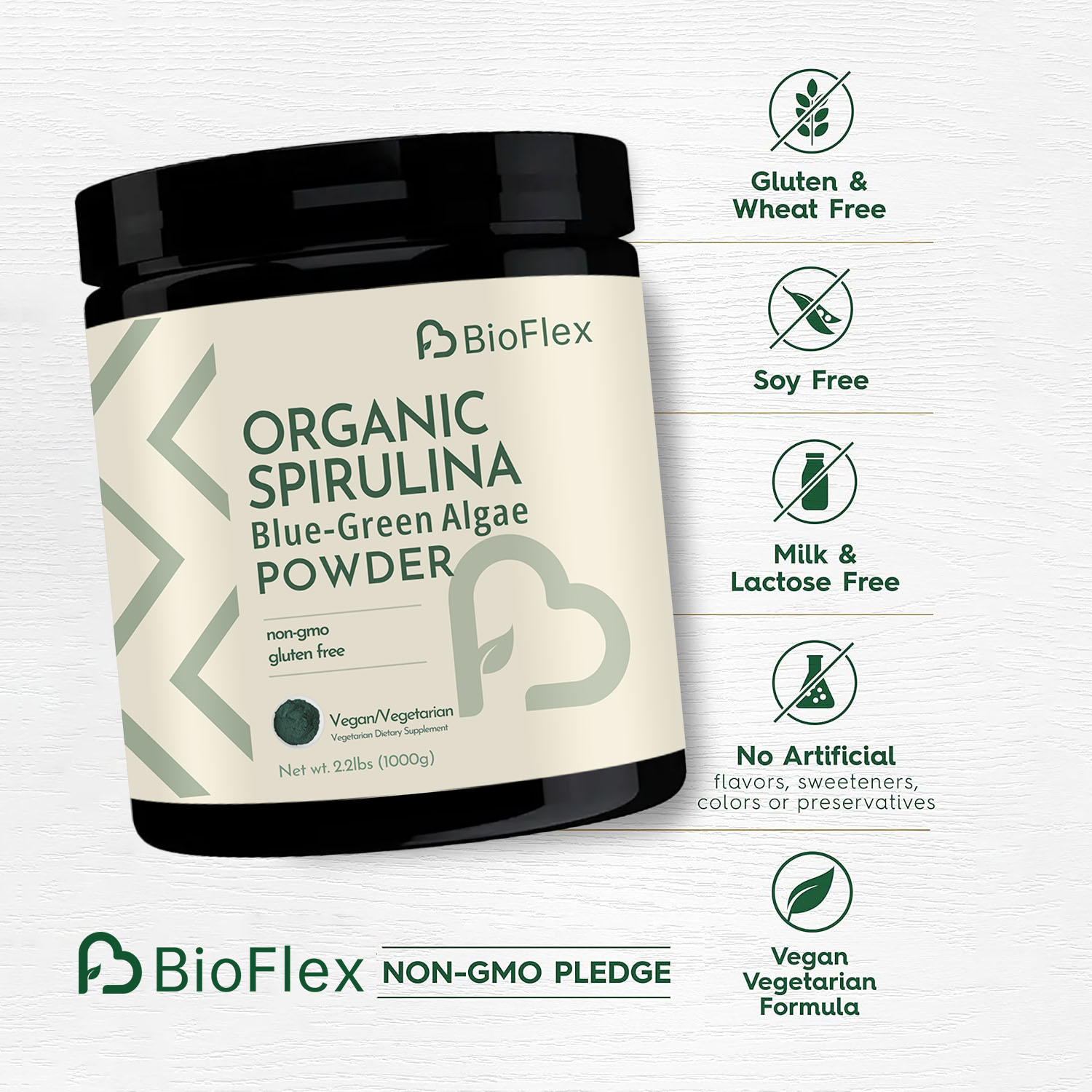 Factory Wholesale Organic Premium Nutritional Protein Supplement Natural Bulk Green Microalge Chlorella Spirulina Extract Powder