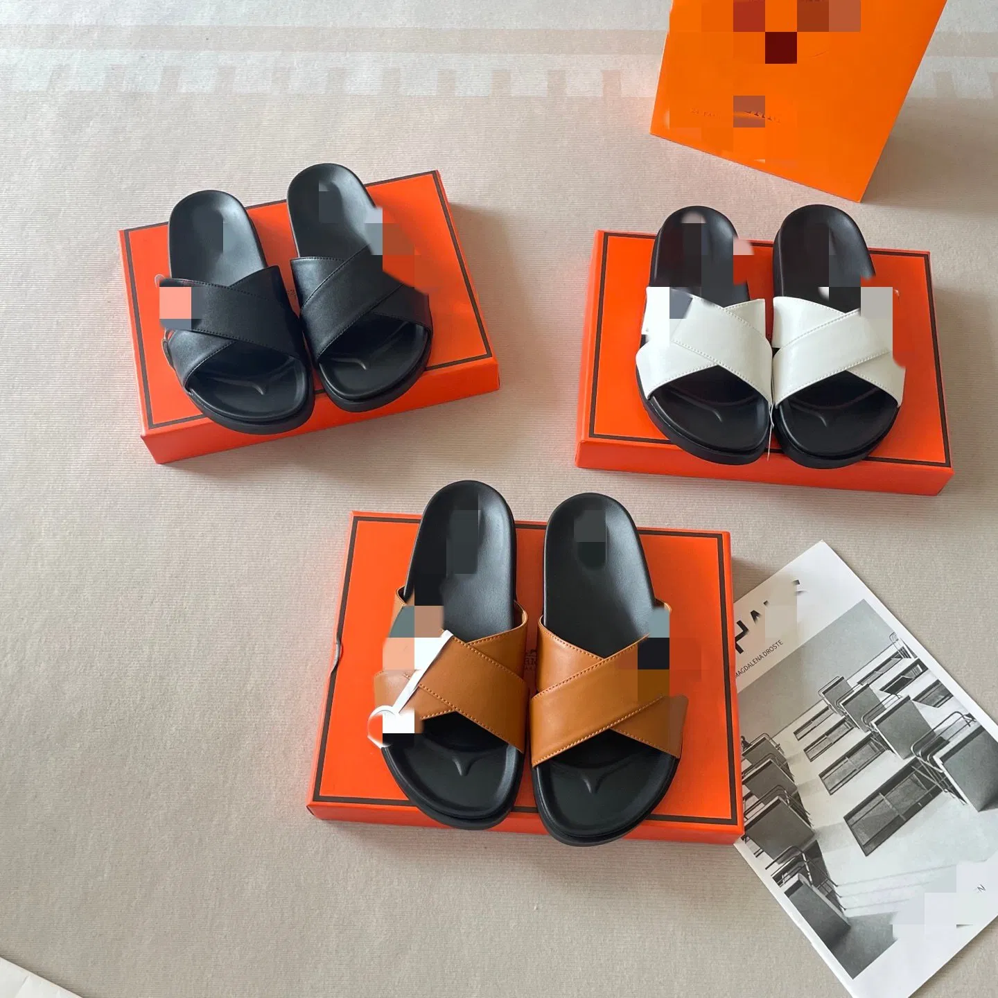 Women PU Leather Luxury Shoes Summer Vacation Slippers for Beach Travel