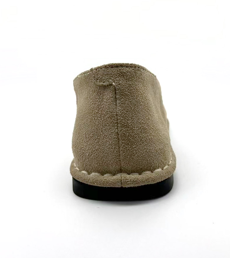 Women's Khaki Suede Raw Edge Stitched Slip-on Casual Flat Shoes
