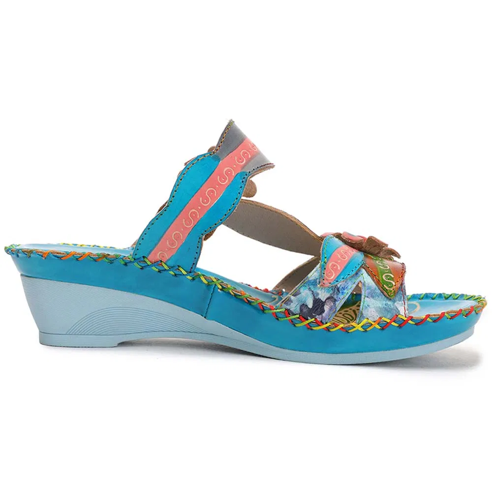 صندل نسائي مزخرف من الجلد مع زهور بأسلوب بوهيمي ماكسيماليست 70s ش sandals شاطئ خارجي قديم للاستخدام في العطلات