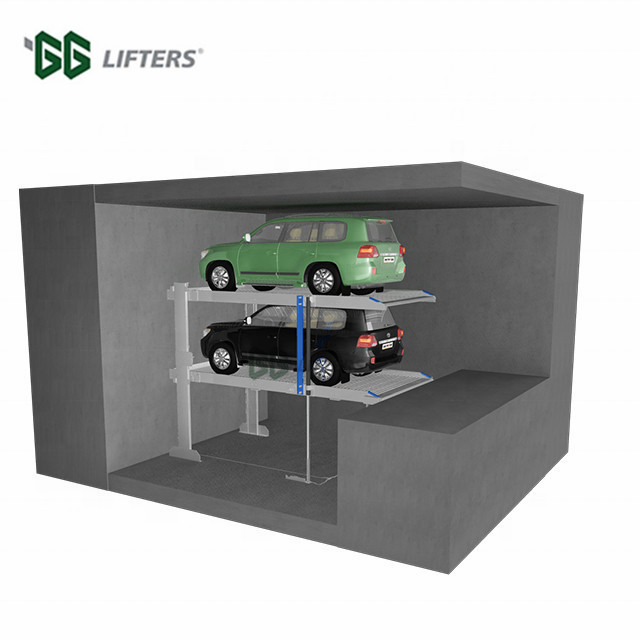 underground hydraulic 2 levels customized pit garage storage system 2 post car parking lift