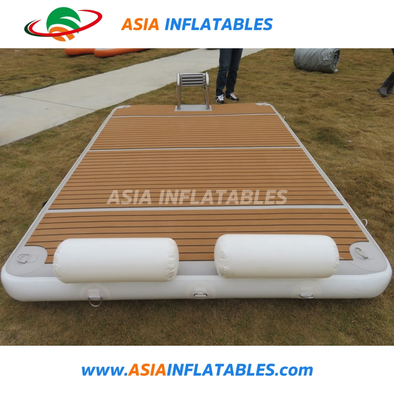 4X2X0.2m Teak Drop Stitch Jetski Anti Slip Inflatable Floating Platform