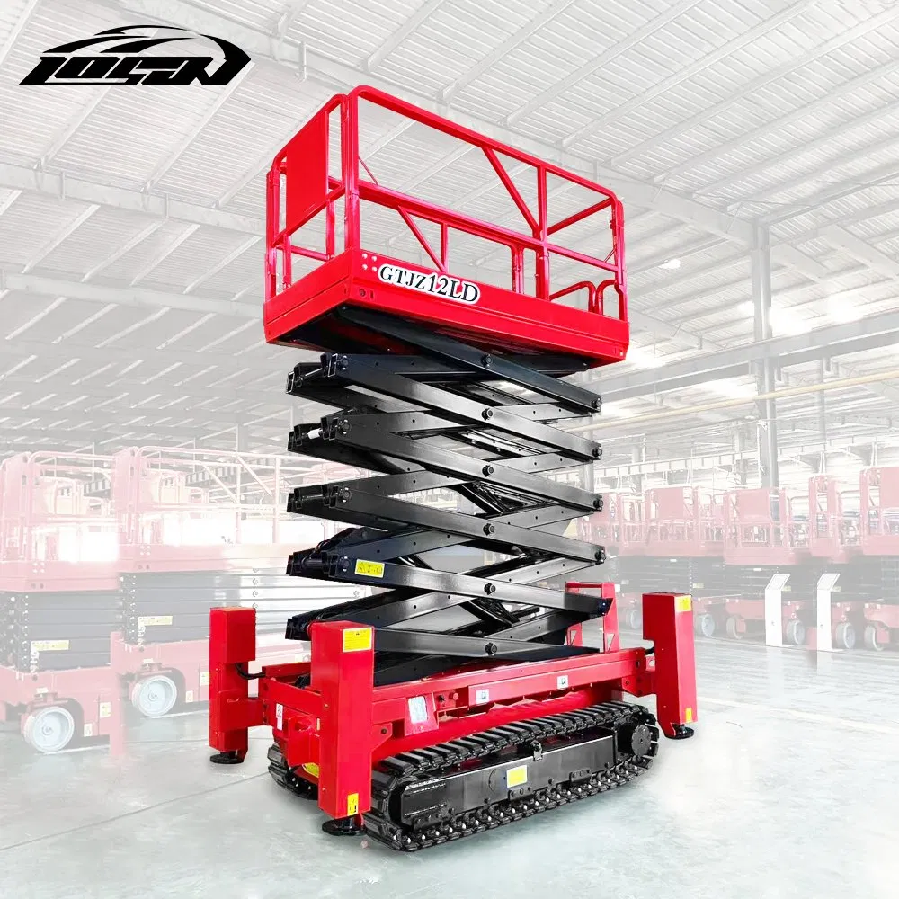 Full-Rise Scissor Lift Loading Dock Scissor Lift Scissor 300kg Platform Lift Battery Powered for Outdoor Construction 14m Height