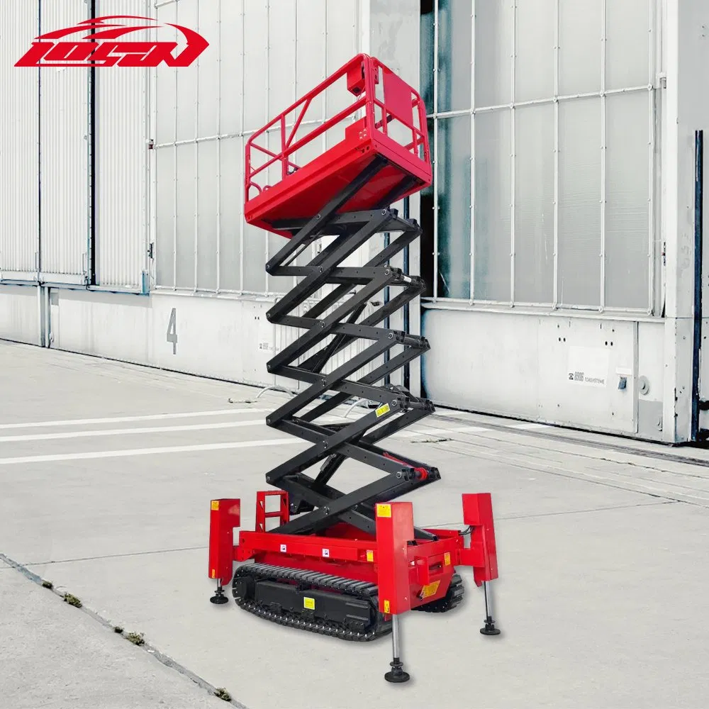 Full-Rise Scissor Lift Loading Dock Scissor Lift Scissor 300kg Platform Lift Battery Powered for Outdoor Construction 14m Height