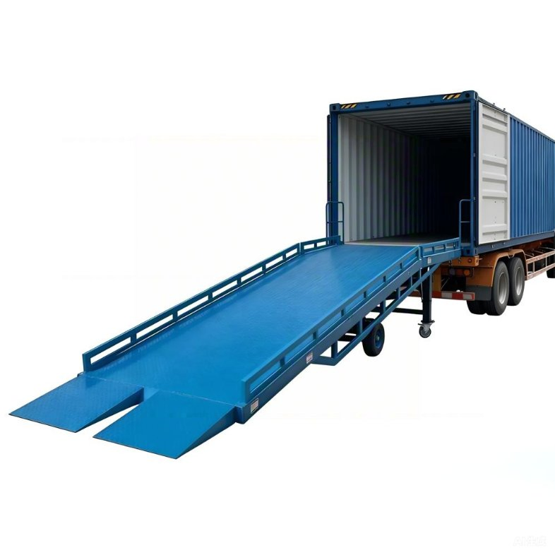 CE Certified 6-15 Ton Mobile Loading Dock Bridge with Safety Guardrails