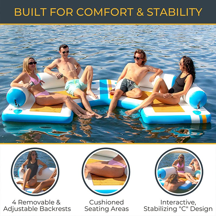High Quality Inflatable Yacht Dock Water Floating Platform Drop Stitch PVC Teak Foam Inflatable Swim Platform Floating
