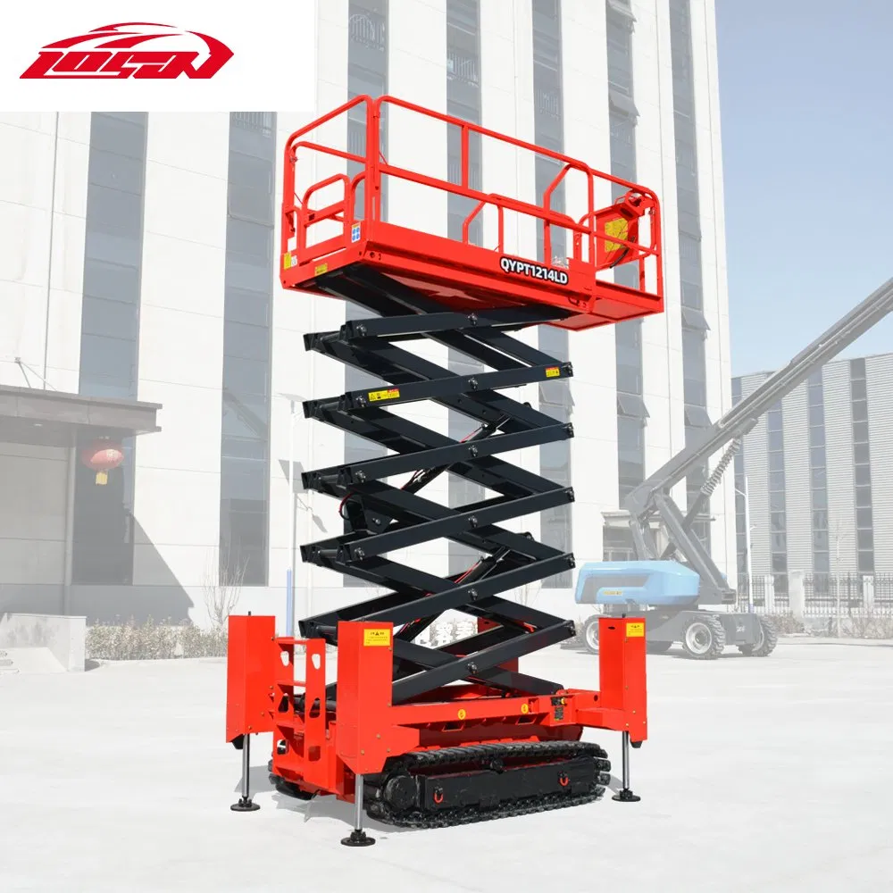 Full-Rise Scissor Lift Loading Dock Scissor Lift Scissor 300kg Platform Lift Battery Powered for Outdoor Construction 14m Height