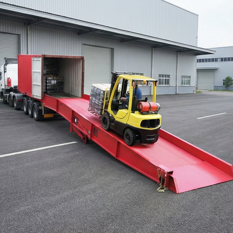 Manual Forklift Unloading Ramp Heavy Duty Steel Dock Ramp System
