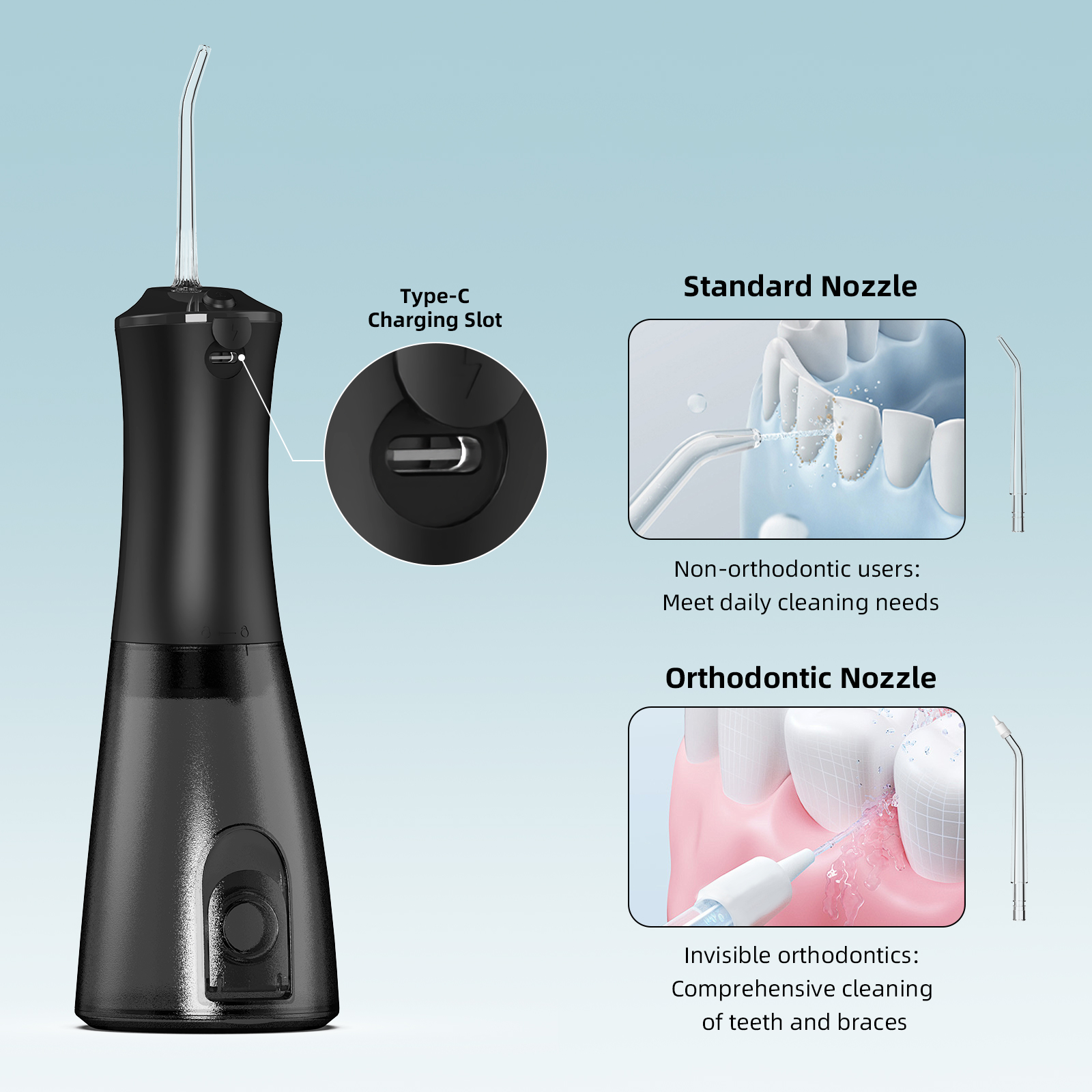 Portable Cordless Water Flosser With Rechargeable Oral Irrigator New Product For Teeth Cleaning USB/Battery Powered