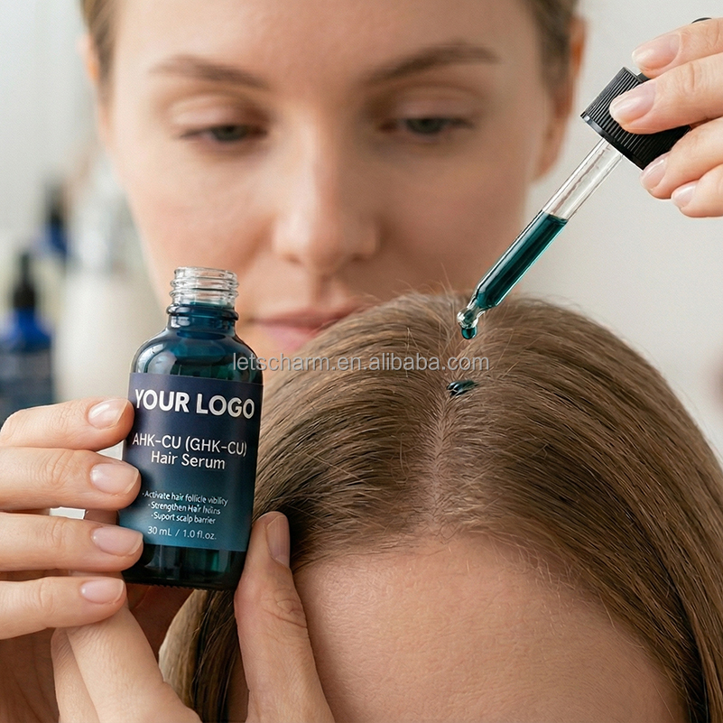 OEM ODM AHK-Cu GHK-Cu Hair Serum Copper Peptide Growth Essence Repair Scalp Barrier Strengthen Roots Moisturizing Nourishing
