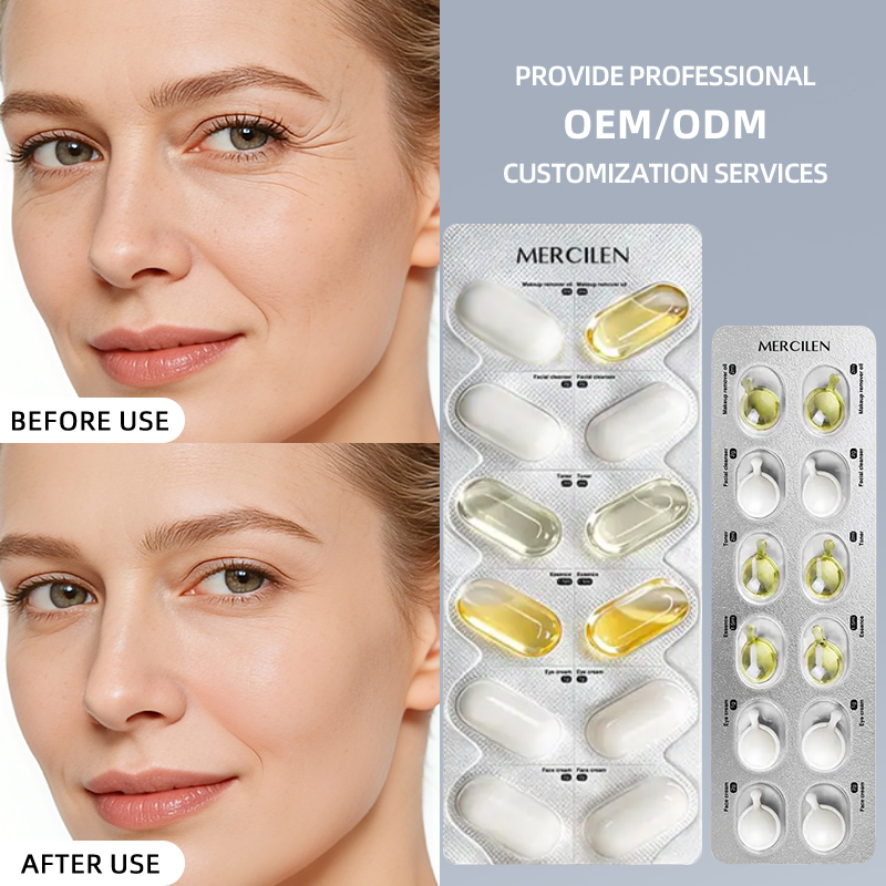 Travel Sized Skin Care Set Makeup Removal Oil Cleansing Skincare Toner Eye Cream Face Cream Serum Capsules Skin Care Set