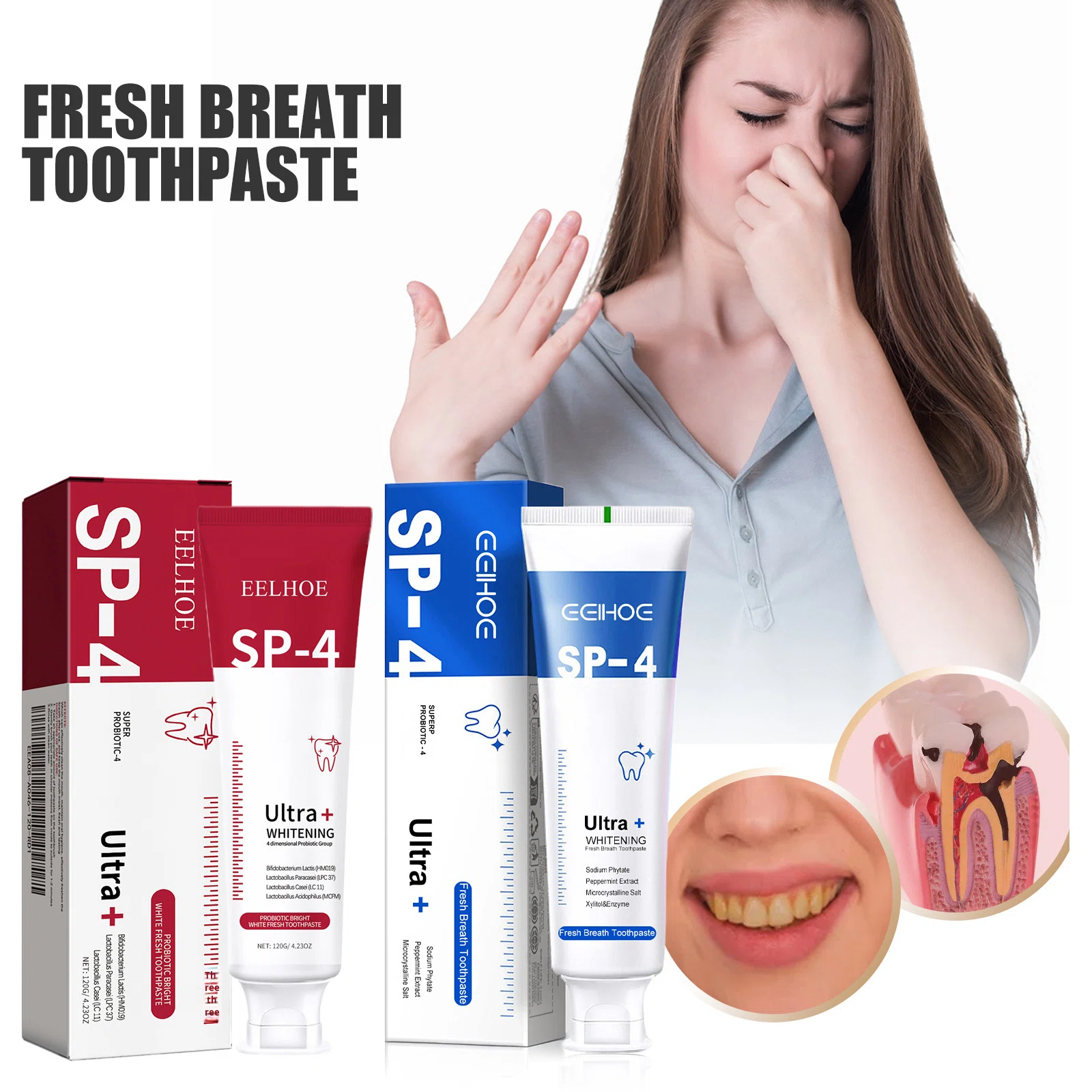 EELHOE Daily Oral Care Toothpaste Fresh Breath Odor-Cancelling Chemical Ingredients for Brightening Teeth at Home