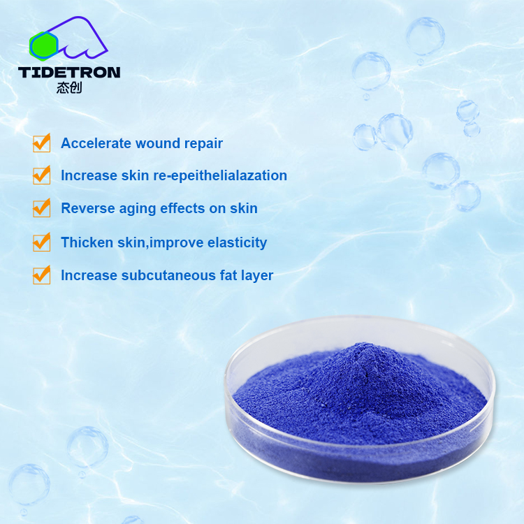Creapep Copper Tripeptide-1 /GHK-Cu Repairing, Soothing, and Anti-aging Cosmetic Grade Raw Material