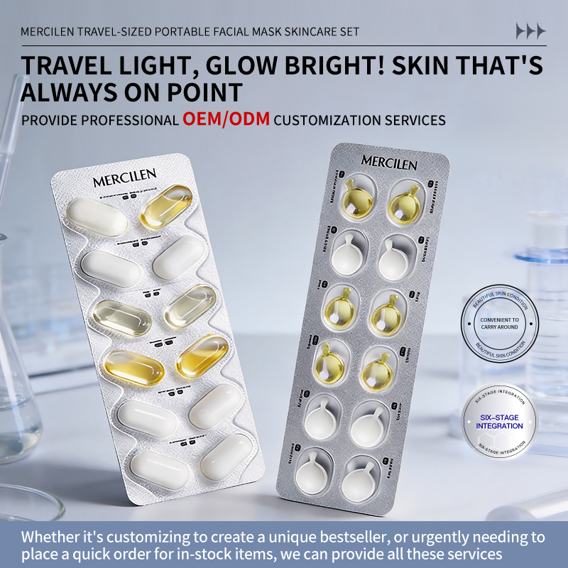 Travel Sized Skin Care Set Makeup Removal Oil Cleansing Skincare Toner Eye Cream Face Cream Serum Capsules Skin Care Set