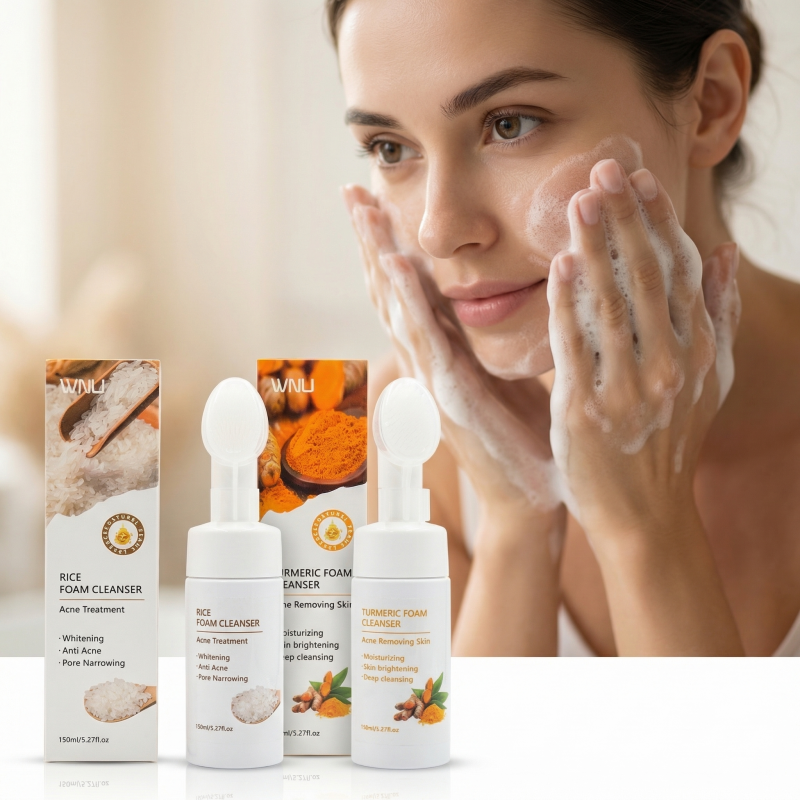 WNU OEM Turmeric Whitening Foam Cleanser Deep Cleansing Oil-free Moisturizing Brightening Facial Cleanser