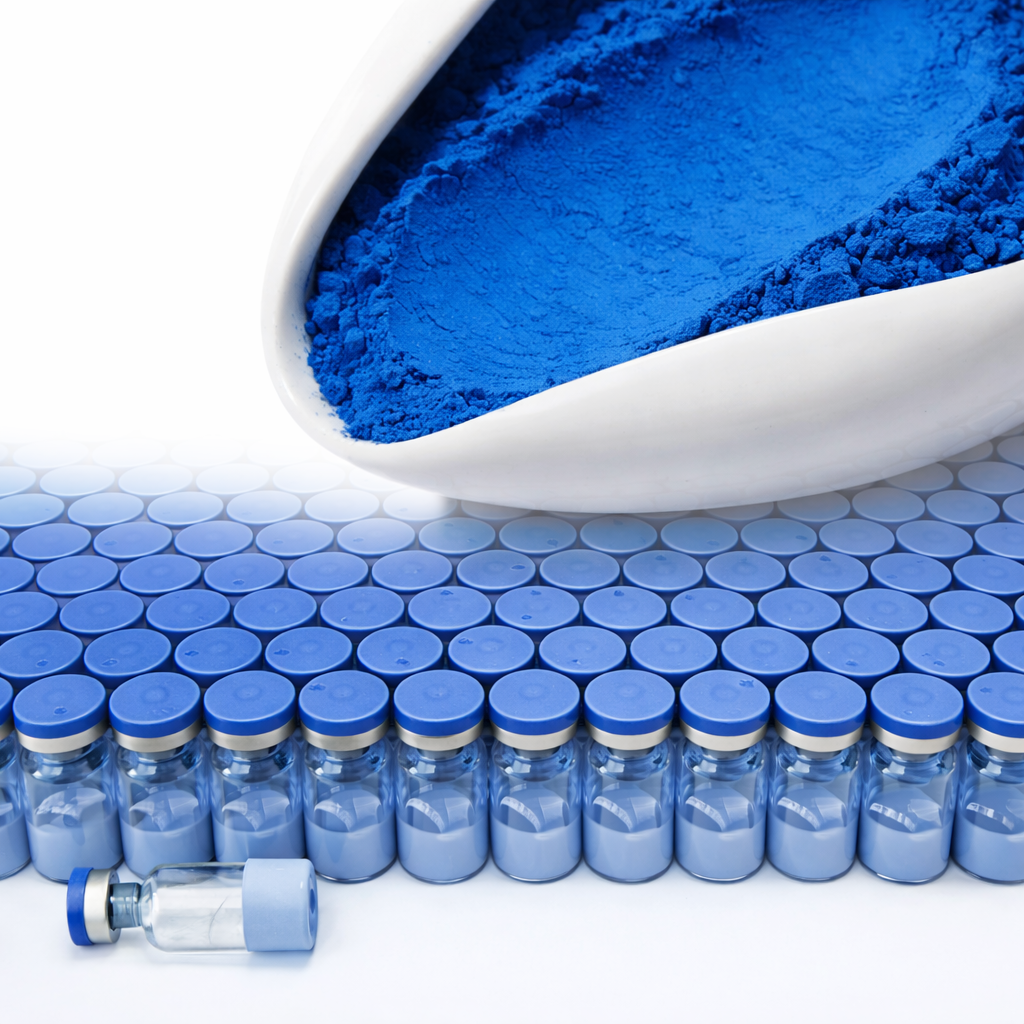 GHK-CU Copper Cosmetic Raw Material High Purity CAS 49557-75-7 Blue Color
