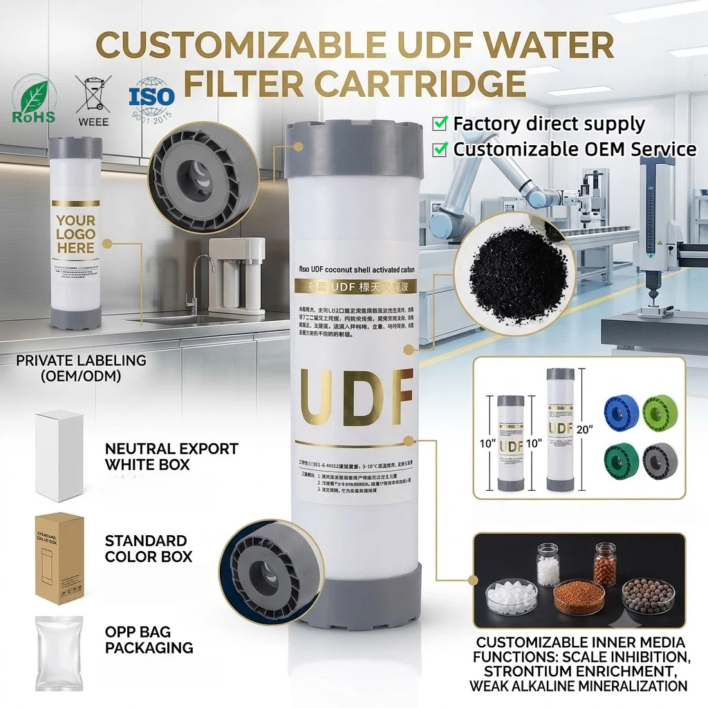 10 Inch UDF Coconut Shell Carbon Filter Remove Chlorine Odor For Under Sink RO Purifier