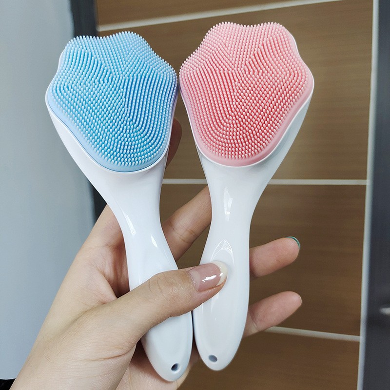 Silicone Facial Cleansing Brush Manual Massage Facial Brush Soft Bristles Exfoliator Double Sided Face Wash Brush