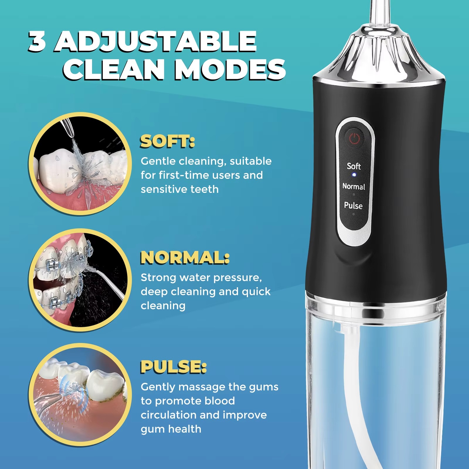 Portable Cordless Electric 220ml Water Tank Dental Irrigator IPX7 Waterproof Teeth Cleaning Oral Irrigator Home Cordless