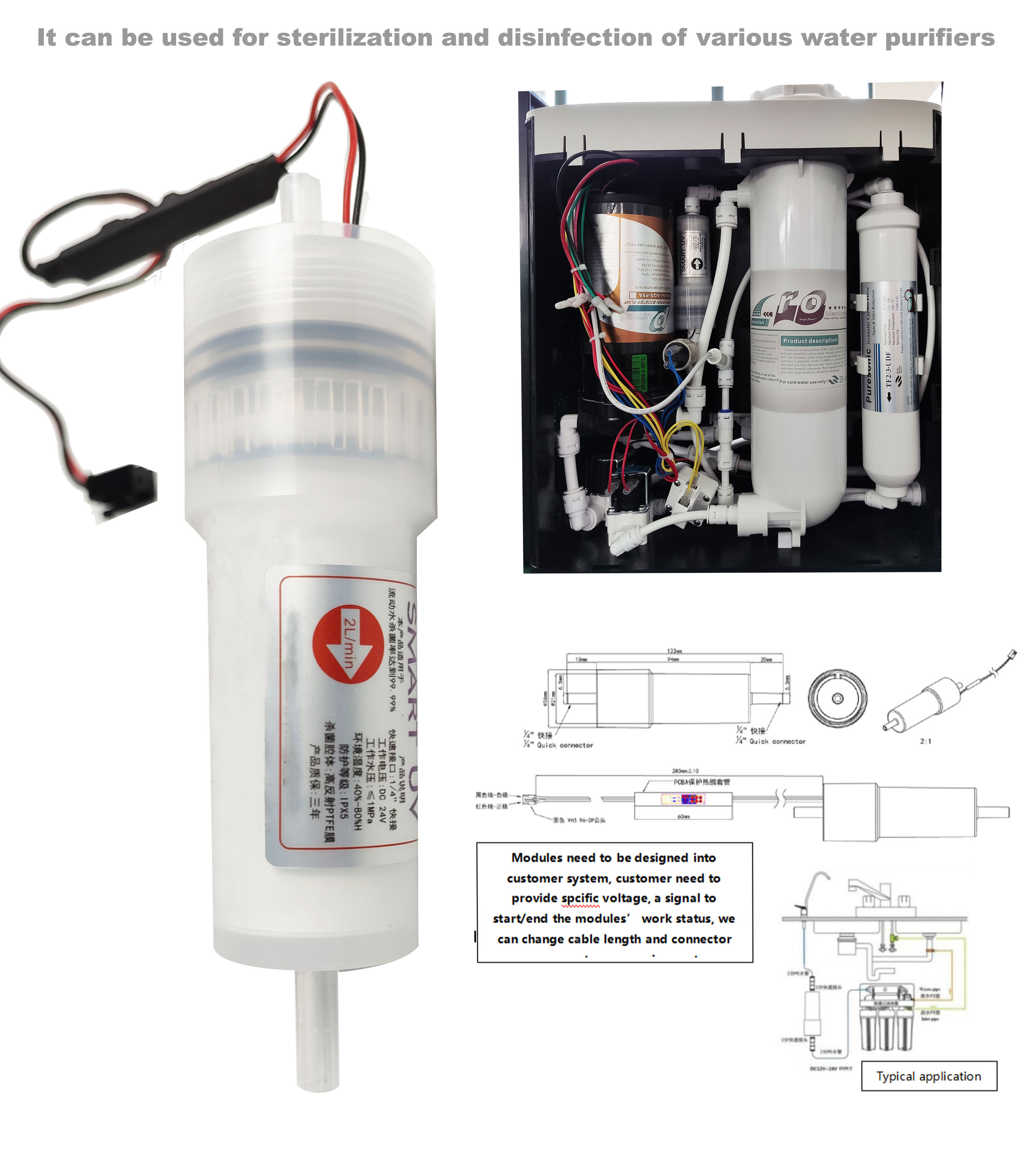 Fully Automatic UV-LED Sterilizer New Water Purifier Parts with Water Sensor Switch Super Long Order