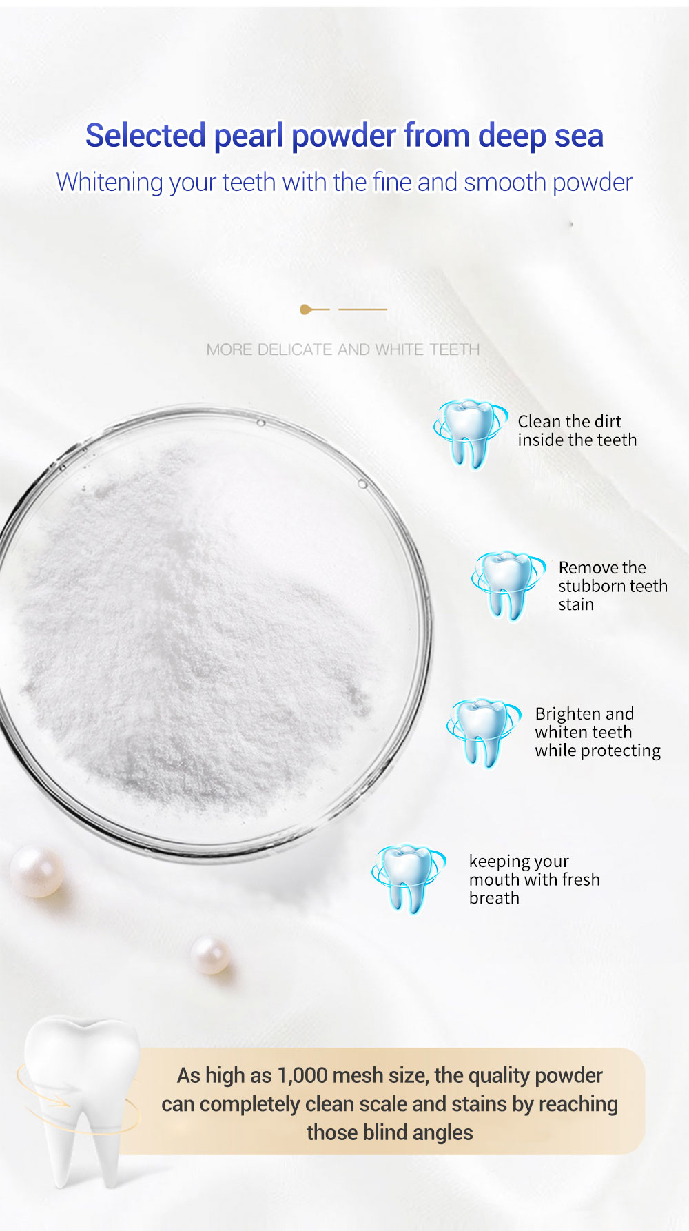 BREYLEE Pearl Teeth Whitening Powder Features