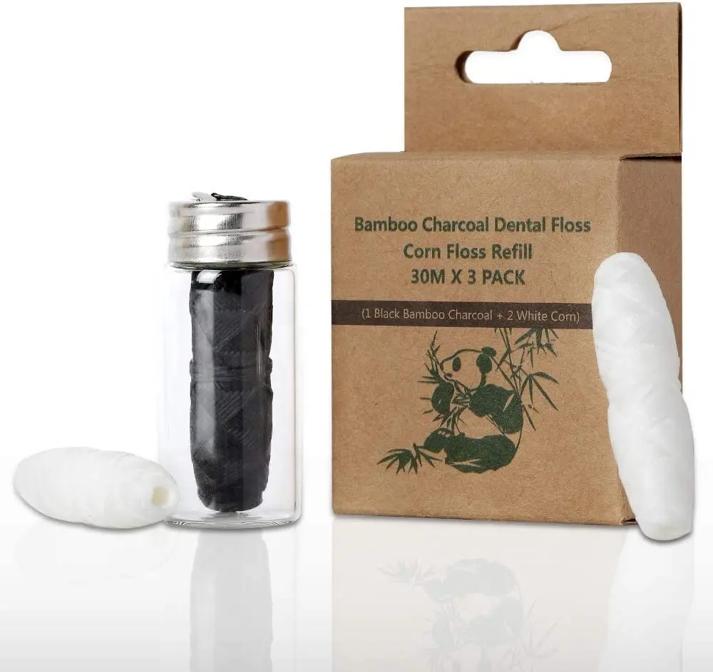 Vegan Natural Candelilla Wax Floss Custom Packaging Low MOQ Mint Flavor Biodegradable PLA Bamboo Charcoal Floss Boxed