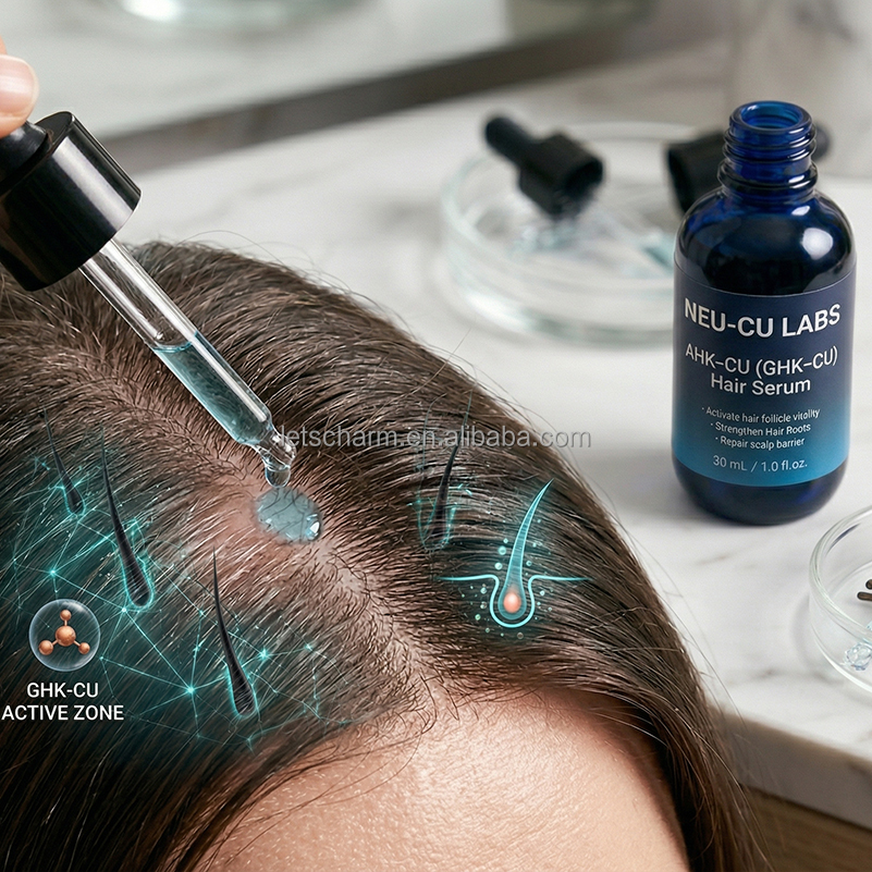 OEM ODM AHK-Cu GHK-Cu Hair Serum Copper Peptide Growth Essence Repair Scalp Barrier Strengthen Roots Moisturizing Nourishing