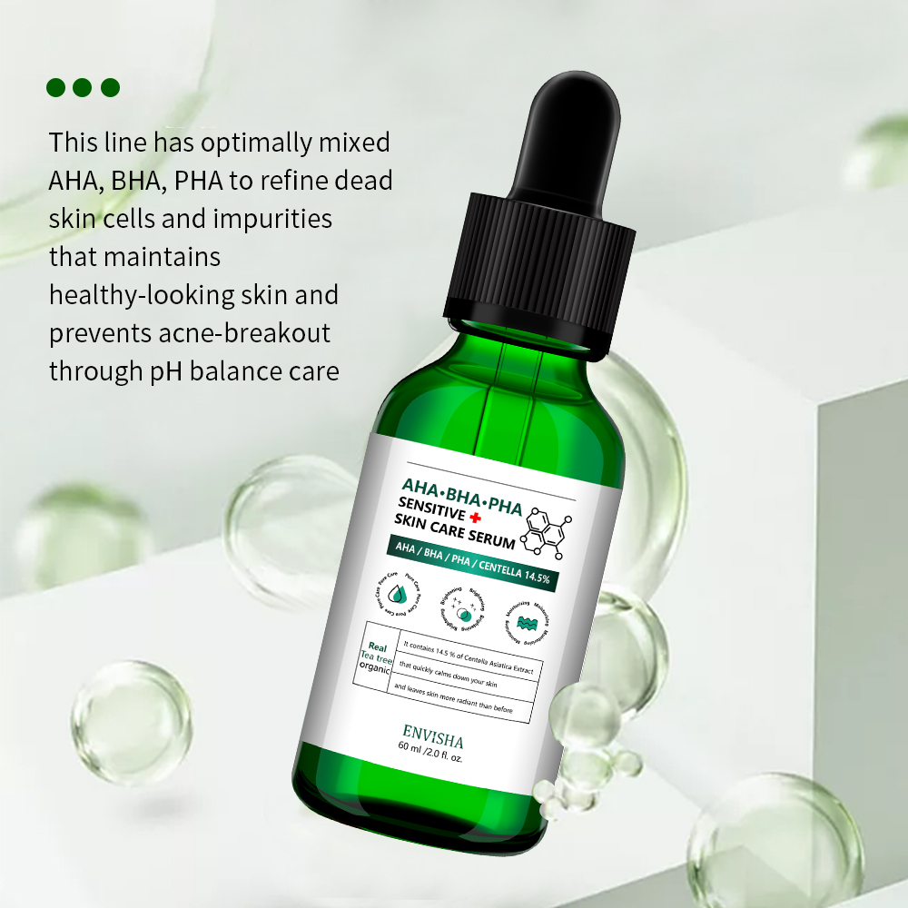 Natural AHA BHA PHA Tea Tree Facial Serum Whitening Exfoliating Acne Face Skin Care Oil Serum