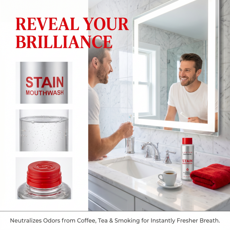 Custom Logo Popular Alcohol Free Removal Teeth Whitening 237ml Private Label Stain Mouthwash