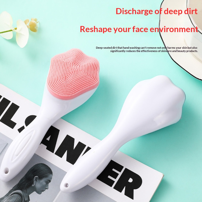 Silicone Facial Cleansing Brush Manual Massage Facial Brush Soft Bristles Exfoliator Double Sided Face Wash Brush