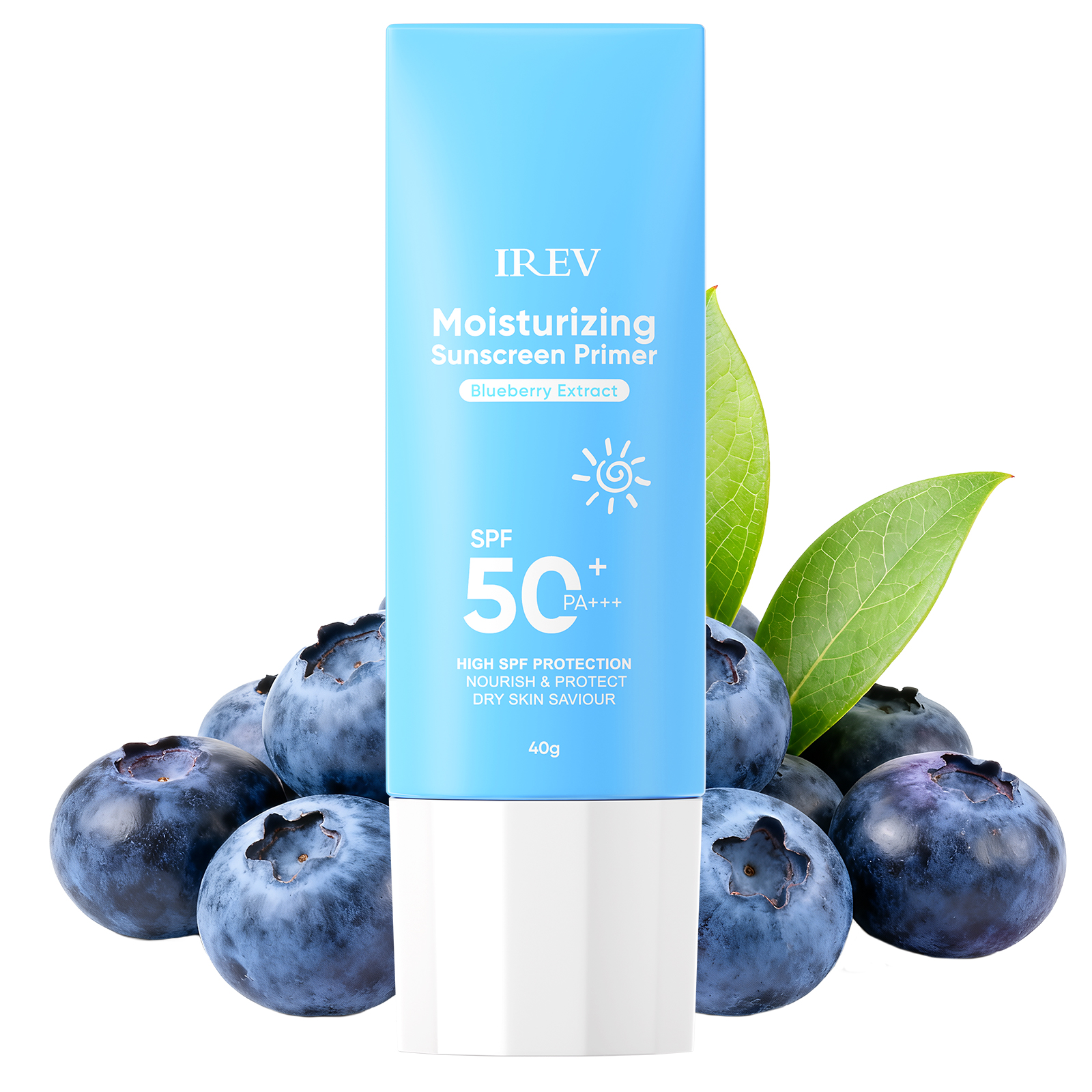 LREV OEM Organic Blueberry Moisturizing Isolation Sunscreen SPF50+ PA+++ Bilberry Fruit Extract UV Protection Waterproof Cream