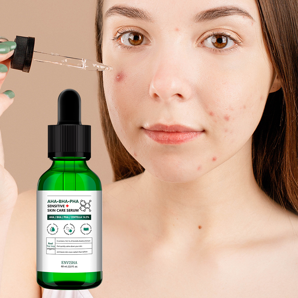 Natural AHA BHA PHA Tea Tree Facial Serum Whitening Exfoliating Acne Face Skin Care Oil Serum