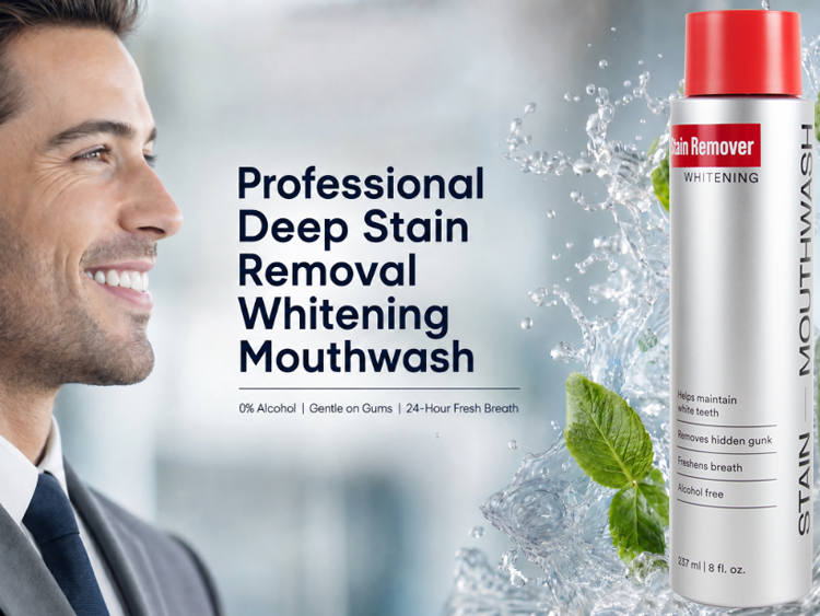 Private Label Mouthwash 237ml Stain Removal Cool Mint Flavor 237ml Teeth Whitening Mouthwash Minty