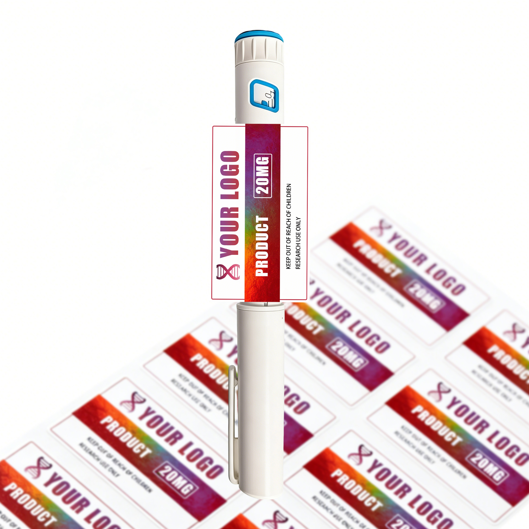 Custom Peptides Injectable Pen Labels Hologram 3ml Peptide Label Sticker Sheet Adhesive Packaging Labels For Medicine