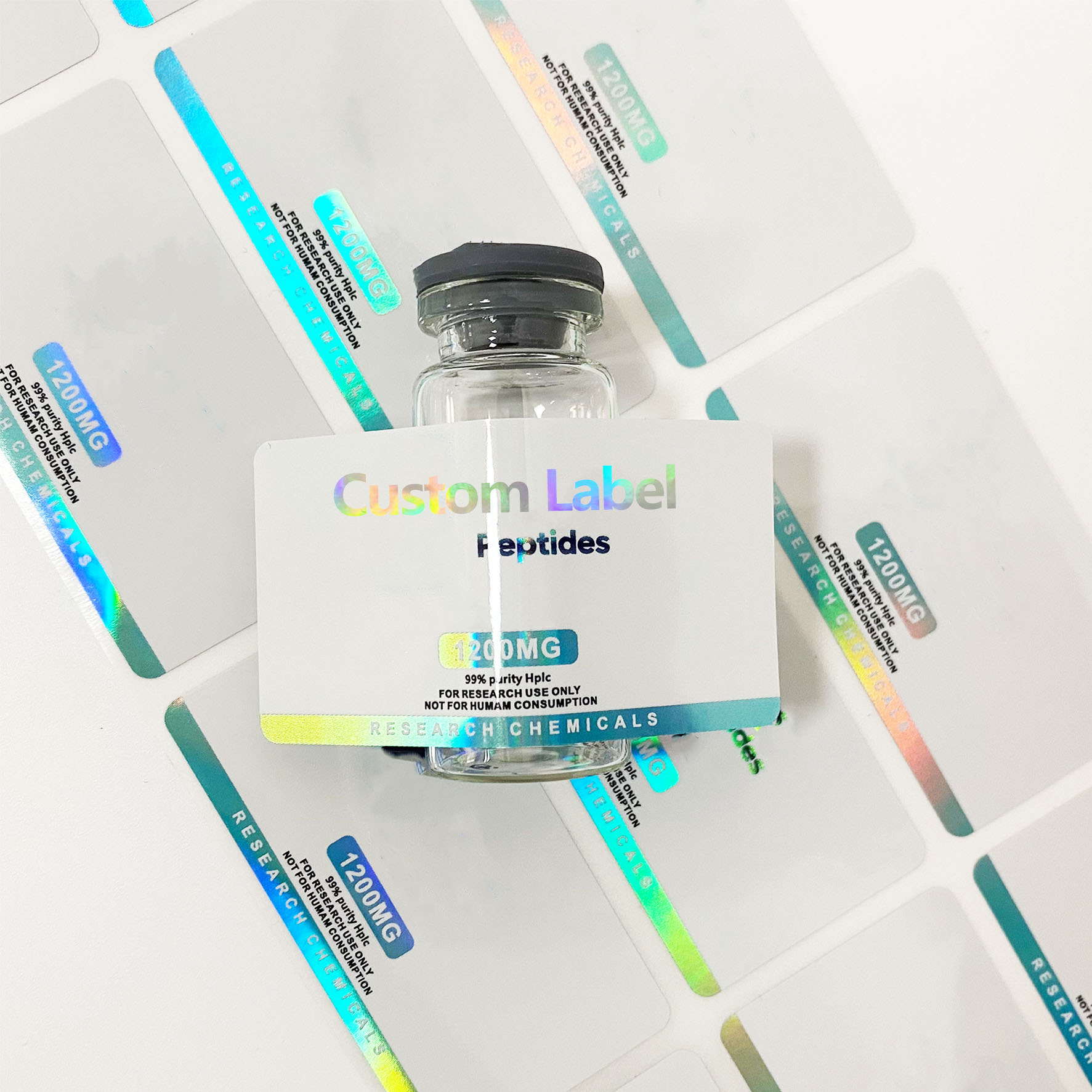 Custom Peptides Injectable Pen Labels Hologram 3ml Peptide Label Sticker Sheet Adhesive Packaging Labels For Medicine