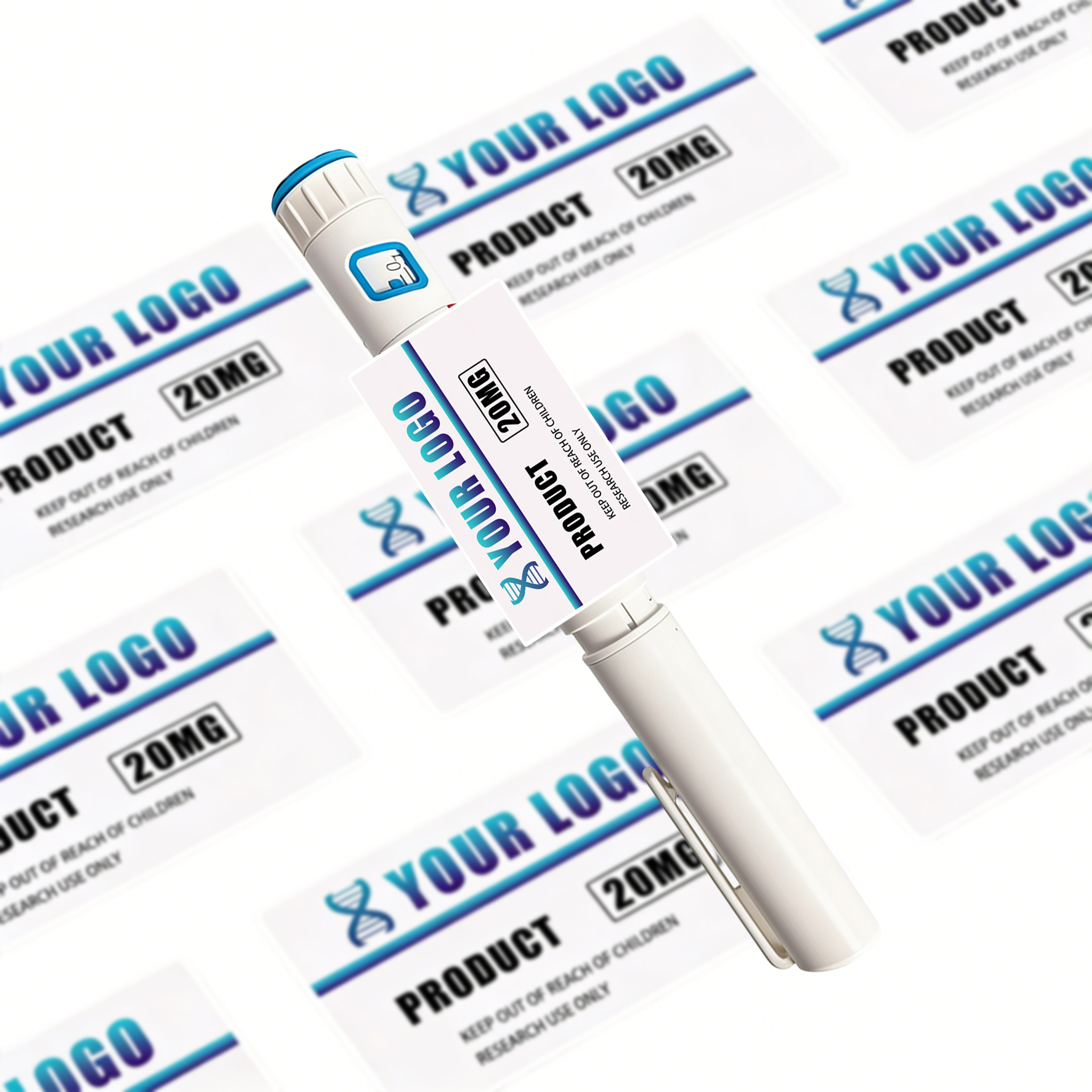 Custom Peptides Injectable Pen Labels Hologram 3ml Peptide Label Sticker Sheet Adhesive Packaging Labels For Medicine